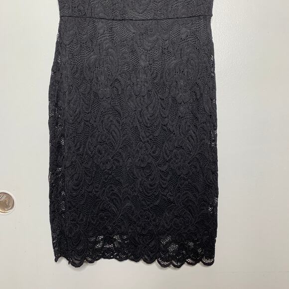 ODCOCD women's black lace short sleeve pencil cocktail dress Small - Picture 6 of 11